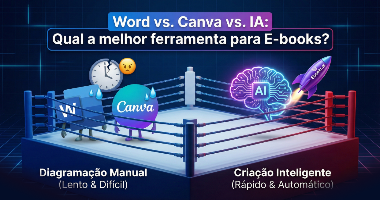 Word vs. Canva vs. IA: Qual a melhor ferramenta para diagramar E-books?
